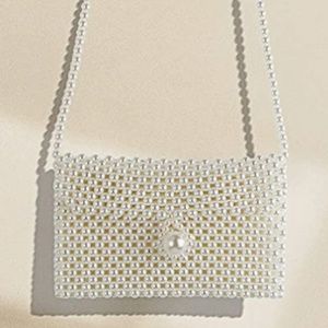 White Pearl Crossbody Beaded Purse
